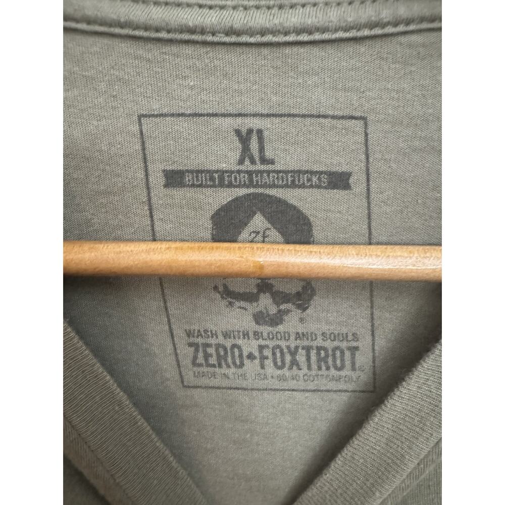Zero Foxtrot Spade Logo Flag Green Men's T-Shirt XL Striped Military Stay Zero - Picture 5 of 6